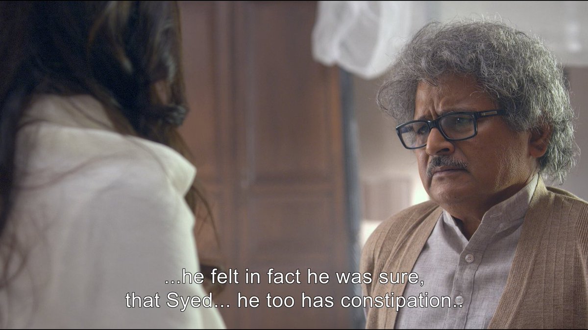 The trademark Juhi-Shoojit da humour. When Raghubir Yadav calls up Piku, we feel like he's about to speak up revelation or something. But, all we get is Syed's constipation problem. Irony and wit. A terrific Combo. 
