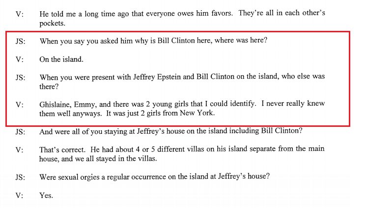 Why has American media been, largely, silent on Bill Clinton being named in court documents by  @VRSVirginia? An honest media, for the people, would also be investigating why L. Summers is mixed up in this.