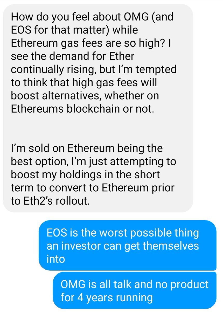 OMG and EOS.I feel like if I bought EOS, it's basically longing retail stupidity.Profit is profit... SMH...