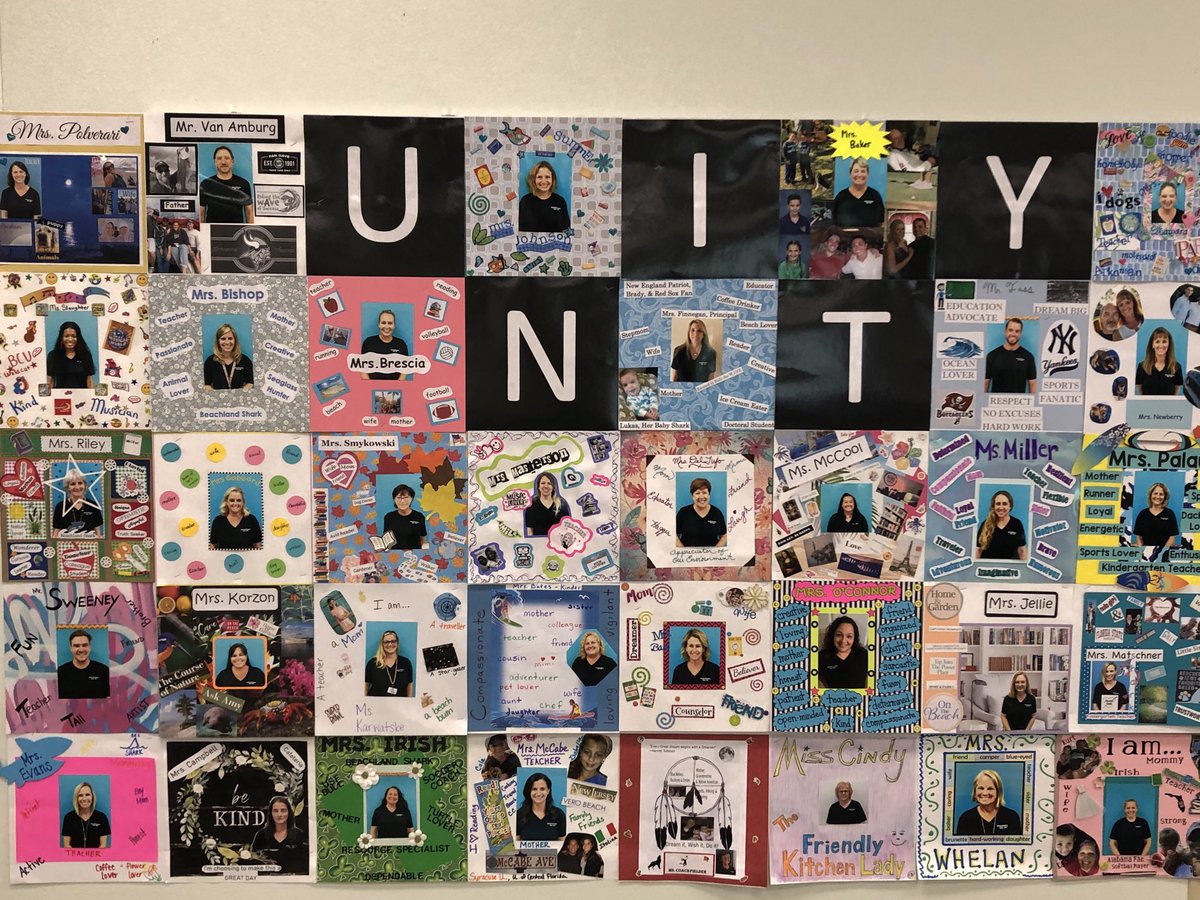 Creating our Unity Wall! Fins Up for Unity and learning about our team.