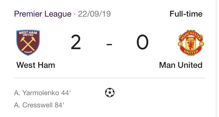 West Ham best man u!