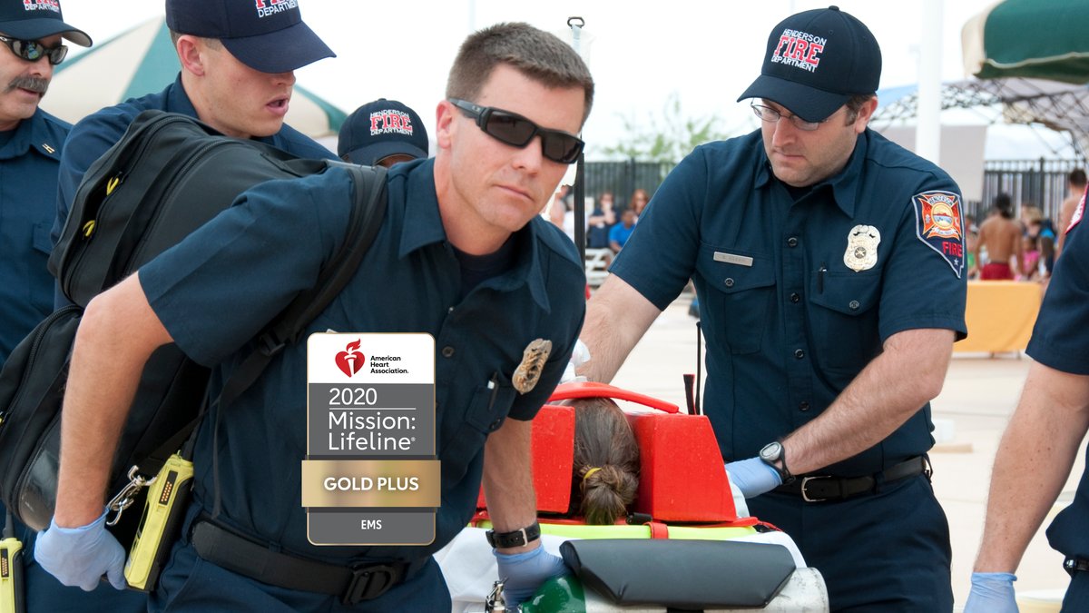 The City of Henderson Fire Department is proud to have received the American Heart Association’s Mission: Lifeline EMS Gold Plus Award for implementing quality improvement measures for the treatment of patients who experience severe heart attacks. #HendersonCares