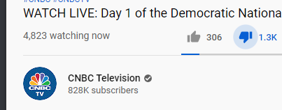 About 10pm EST last night, curiosity got the best of me. I went to see how many were watching the demonwits event. Take note of the subscribers/# watching/thumbs up/thumbs down. This is just some . @DanScavino . @GOPLeader  @kayleighmcenany   #TrumpLandslide2020 . @realDonaldTrump
