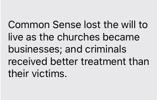 Today we mourn the passing of Common Sense - though to be fair I thought he had passed some time ago...