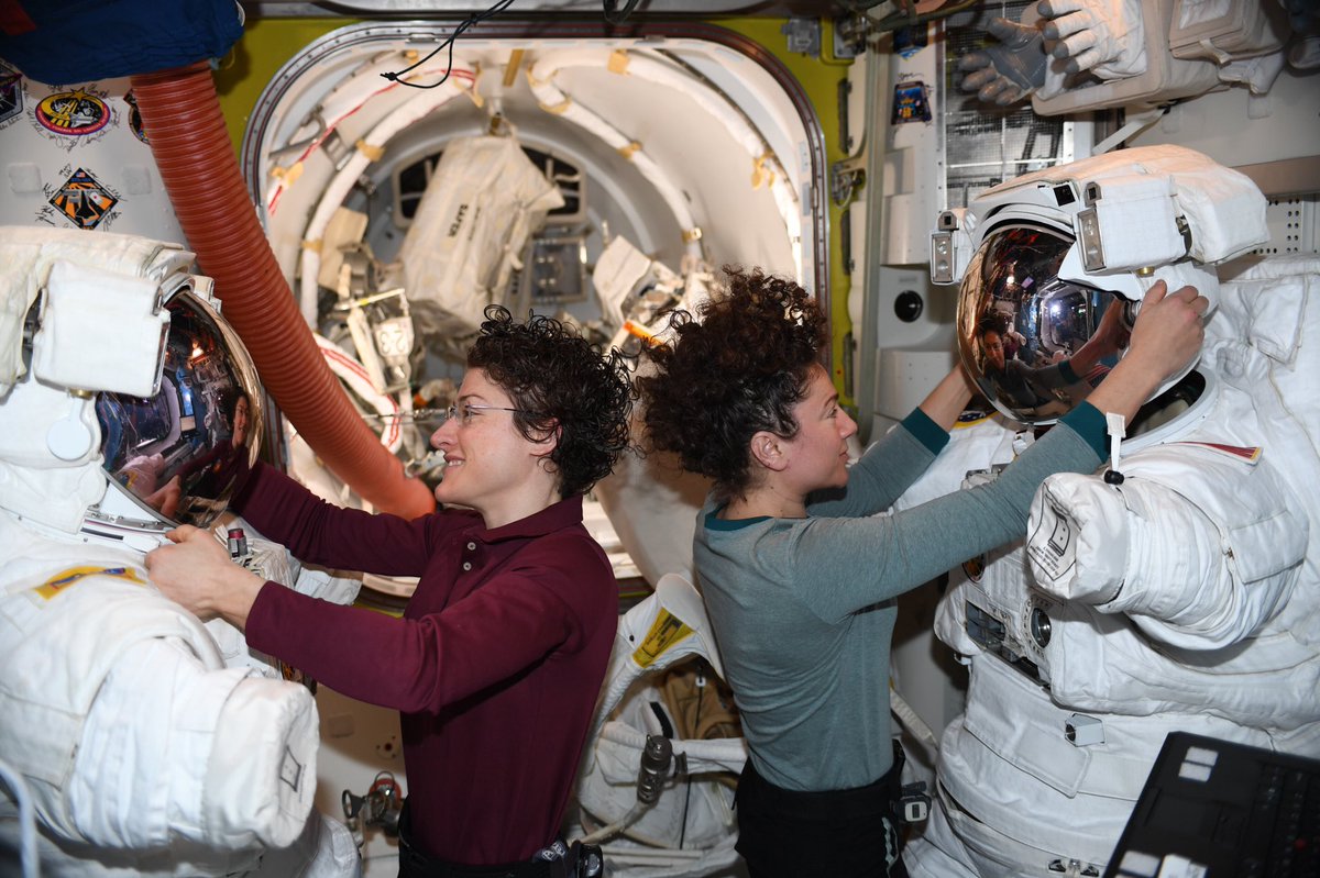 Astro_Jessica's tweet photo. Today marks 100 years since the #19thAmendment was ratified, granting women the right to vote in the US. It remains equally as important to exercise our right to vote to ensure humanity’s progress. We can accomplish amazing things together. #AllFemaleSpacewalk #womenvote100 https://t.co/4N3ohs7EO9