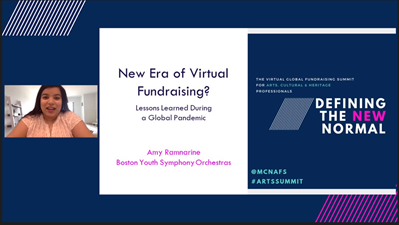 "Having cancelled our signature fundraising events, we had to connect with our donors in new, creative and equally meaningful ways."Next up it's Amy Ramnarine of  @BYSO on the "New Era of Virtual Fundraising".What to do about Gala scheduled for 10 March? Cancel? #ArtsSummit