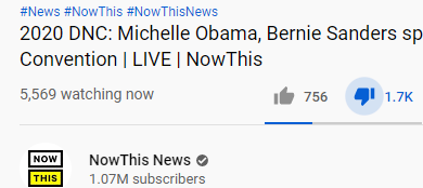 About 10pm EST last night, curiosity got the best of me. I went to see how many were watching the demonwits event. Take note of the subscribers/# watching/thumbs up/thumbs down. This is just some . @DanScavino . @GOPLeader  @kayleighmcenany   #TrumpLandslide2020 . @realDonaldTrump