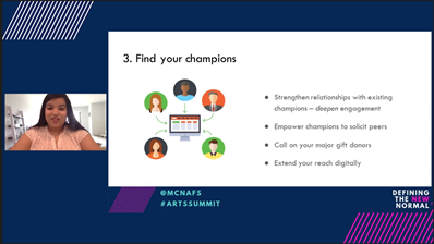 3. Find your champions - it's an opportunity to deepen your relationships & build new ones4. Use the tools you have5. Thank & thank again! Your fundraising does not end when the event does. How are you bringing new supporters into the fold?Amy Ramnarine  @BYSO  #ArtsSummit