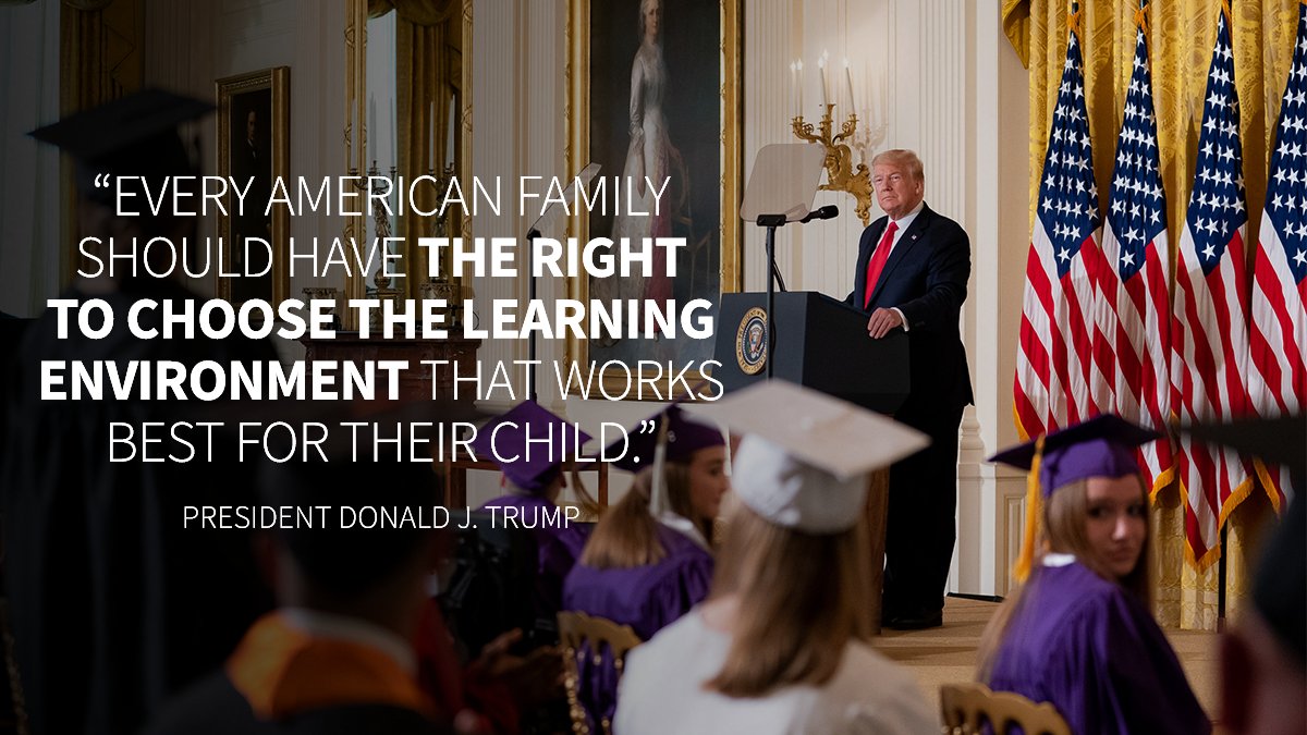 BetsyDeVosED's tweet photo. This pandemic has laid bare the need for parents to have real options when it comes to their kids’ education. They can no longer be held captive by other people’s fears and agendas. President @realDonaldTrump and I will not rest until they have #SchoolChoiceNow. https://t.co/QapbKX8jMT