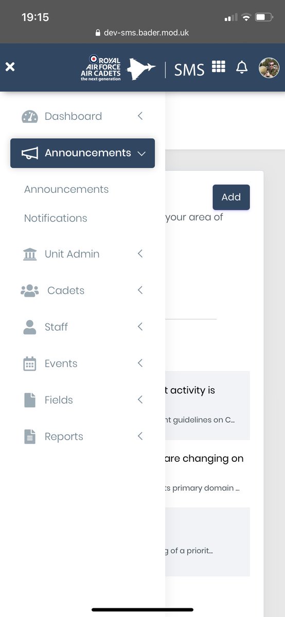 OCVSDT's tweet image. SMS v5.3.1 is released tomorrow which includes the new announcements functionality.  You can create an announcement in SMS and then have that pushed into Cadet Portal! More info at rafac.sharepoint.com/sites/smsporta… @ACO_RCNORTH @RAFACBader