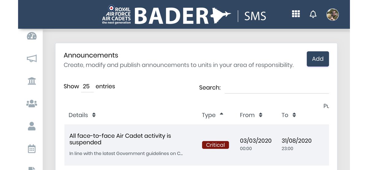 OCVSDT's tweet image. SMS v5.3.1 is released tomorrow which includes the new announcements functionality.  You can create an announcement in SMS and then have that pushed into Cadet Portal! More info at rafac.sharepoint.com/sites/smsporta… @ACO_RCNORTH @RAFACBader