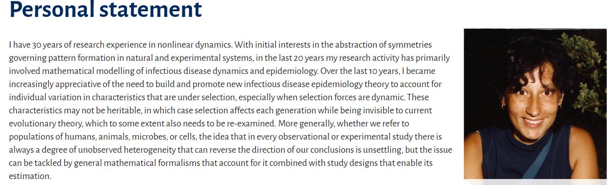 Dr. Gomes has 30 years of research experience in nonlinear dynamics, and has focused on epidemiology for 20 years, specifically heterogeneity over the past 10 years. Here is her brief CV. (2/n)