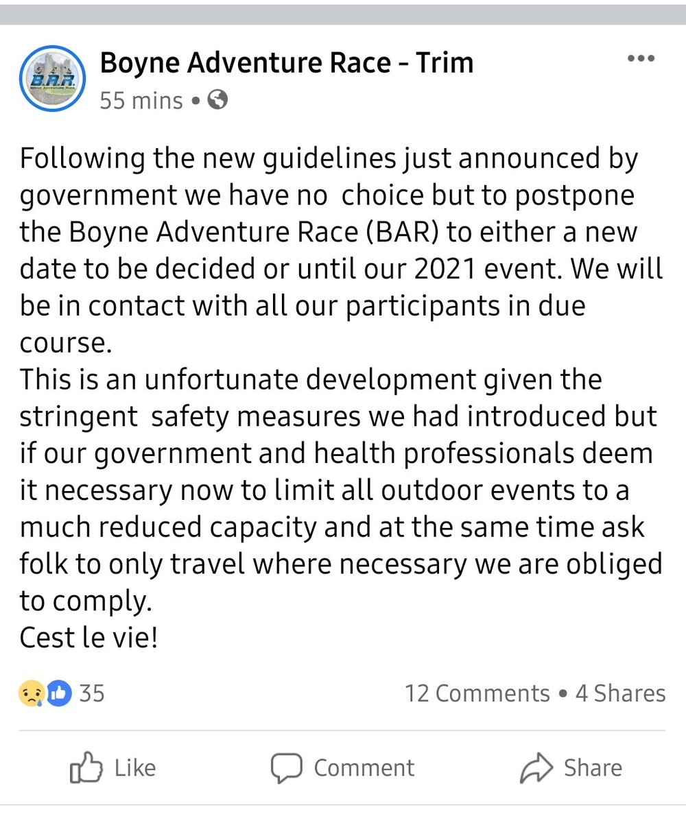 our race has been postponed! 😔