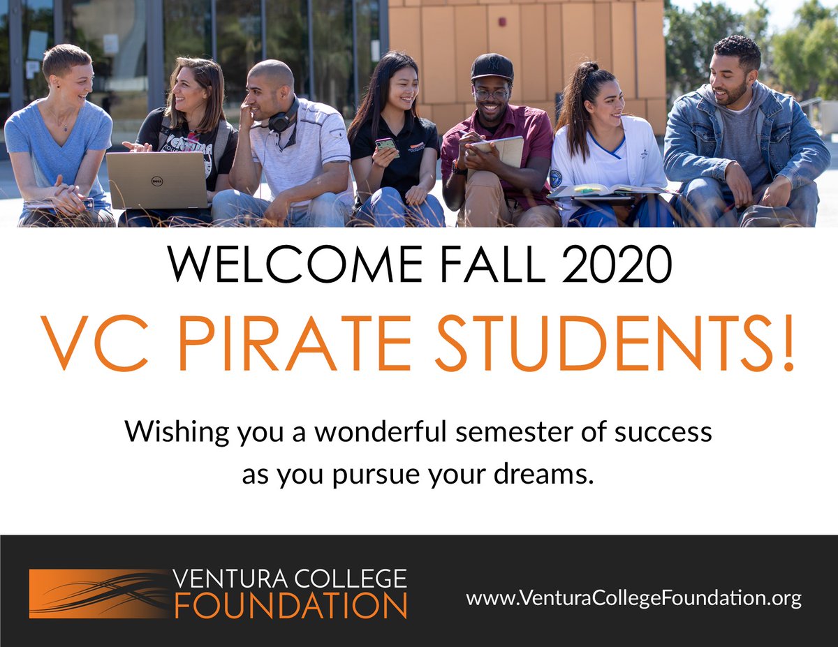 VC_Foundation's tweet photo. Welcome Back @ventura_college Pirates! We are here to support you as you pursue your dreams. Visit https://t.co/iyhDVp8okK to learn more about the student support we provide or text: AHOY to: 41444 to receive our Student ENewsletter. #YourDreamsOurMission #VCPiratePride #WeAreVC https://t.co/V9RE9kvyS1
