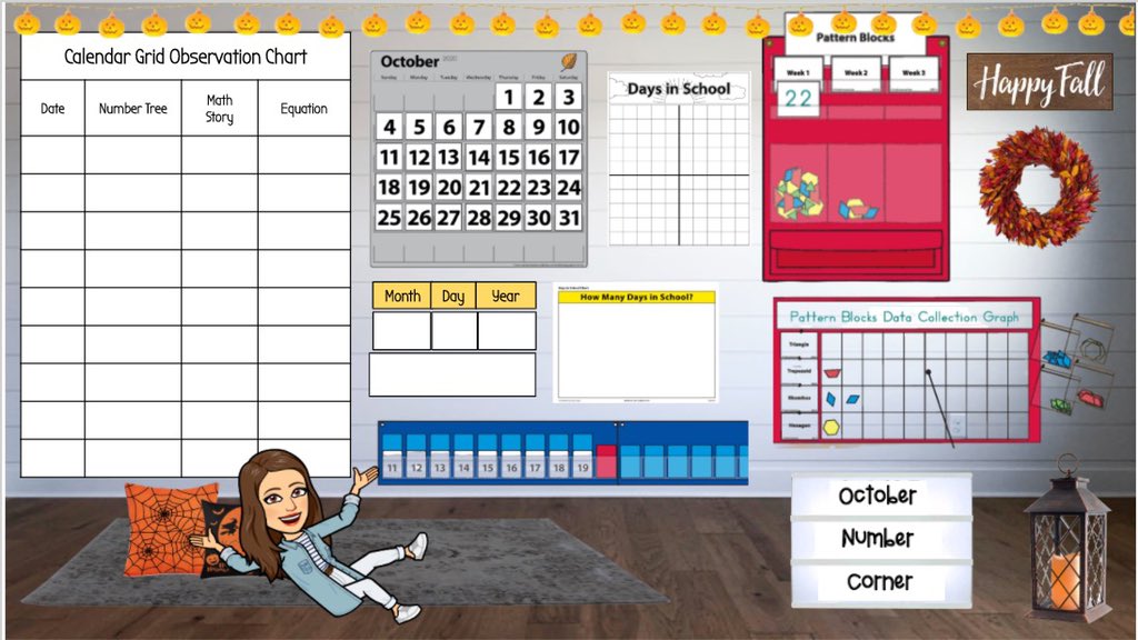 On a virtual classroom roll! October Number Corner done! This a one stop shop for all the amazing digital display materials <a href="/MLCmath/">The Math Learning Center</a> Bridges created. 😍📅🔢➕➖