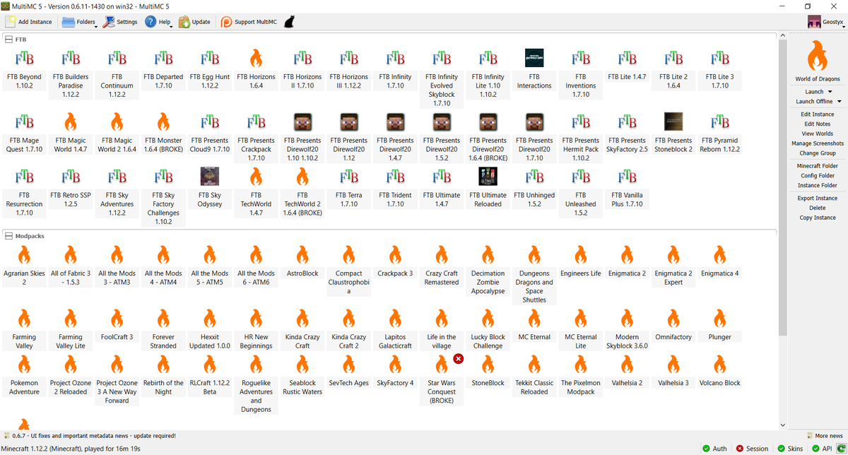 's tweet image. This is what 27GB of Minecraft instances looks like 😂 #multimc