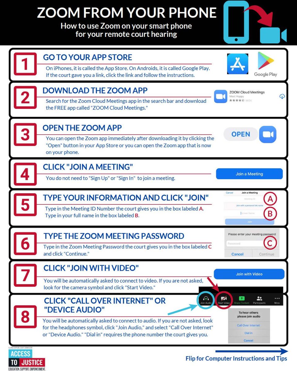 Do you need help accessing Zoom for a remote court appearance? The #illinoiscourts #AccessToJustice division has new resources to walk you through the steps. courts.illinois.gov/CivilJustice/T…

#chambana #twill