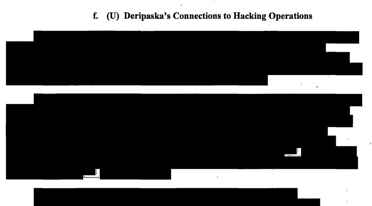 SSCI asserts as fact that Deripaska has ties to hacking campaigns (tho not necessarily the 2016 one).