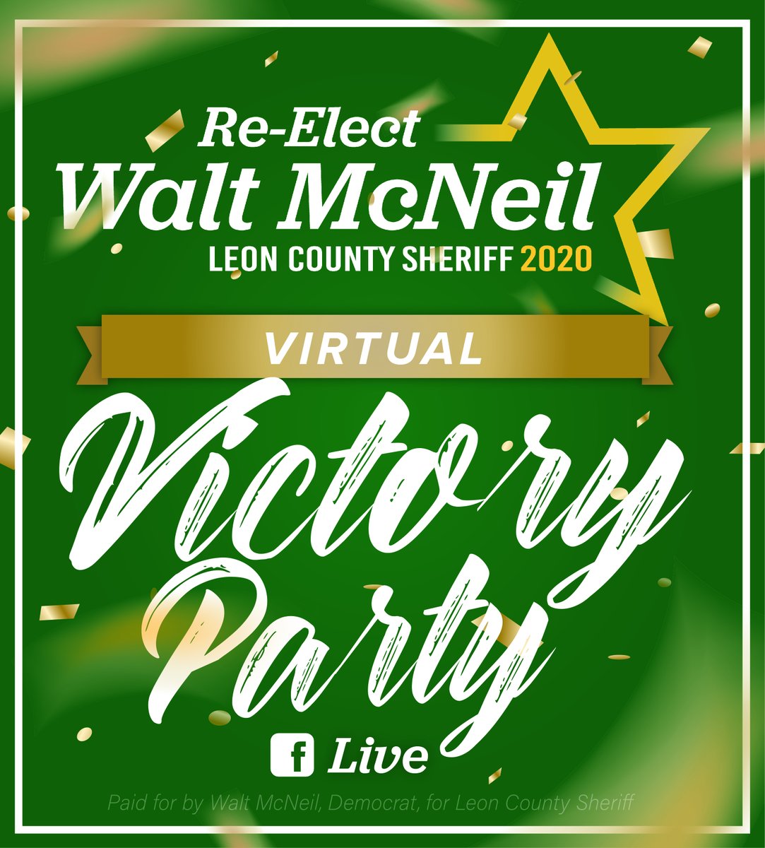 Celebrate with us! Tonight at 7:45p our Virtual Victory Party will be on Facebook Live. We're celebrating with highlights from the campaign &amp; closing out the night w/ the Sheriff’s victory speech. Let’s finish the campaign together! #ALLin

See you there! 
bit.ly/McNeilFB