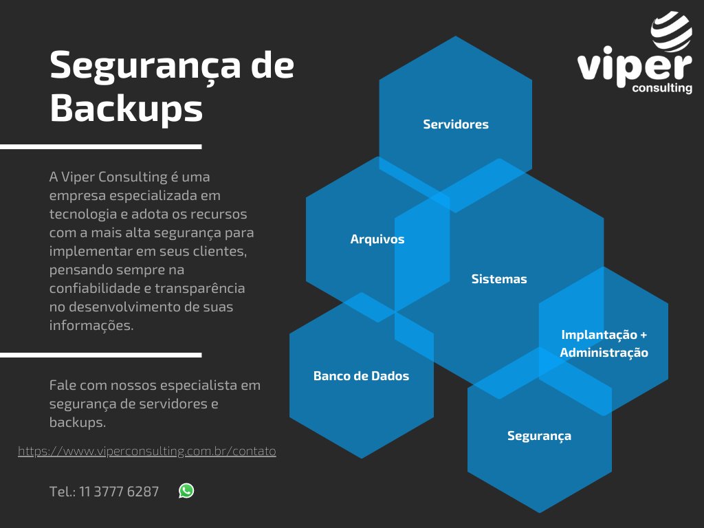 ViperConsulting's tweet photo. Soluções de Backups e Administração.
Ligue agora. Fale com nossos especialista em Segurança.

#ViperGroup #ViperConsulting #ViperConsultingBackup #ViperConsultingAdministração #ViperConsultingSegurança #Tecnologia #TI #Backup #Backups #SolucoesTI #ServicosdeTI #SolucoesdeTI https://t.co/qPlPQ4po6A