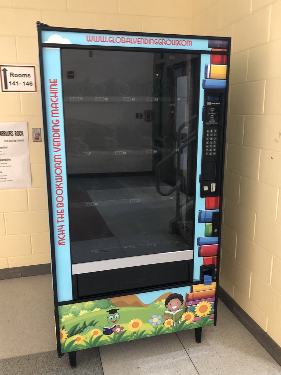SUPER excited to see our Bookworm Vending Machine installed in our main hallway! ⁦The kids are going to love it!! Thank you-FRES PTO! 🧡🖤🧡⁦⁦<a href="/FRESWarriors/">Flat Rock Elementary</a>⁩