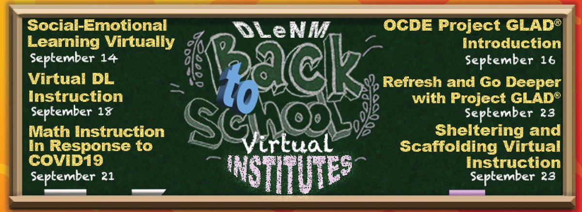 Teachers:Join DLeNM for our Virtual Back-To-School Institute. Let us help support your online needs. 👍🏽 visit dlenm.org  @dlenm #duallangage #sel