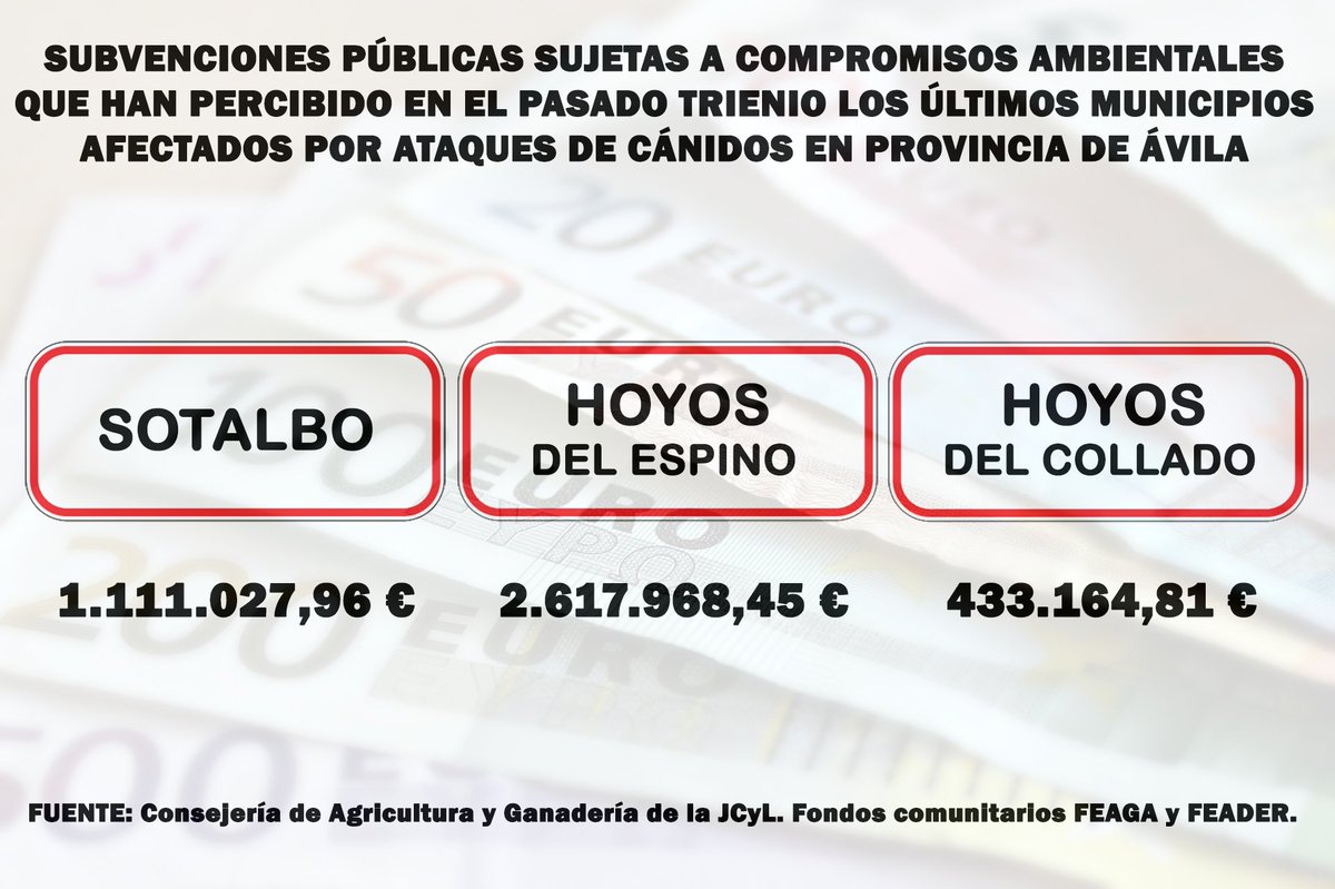 rafamerdel's tweet photo. El esfuerzo de patronales agrarias como @ASAJAAVILA en confundir a la ciudadanía dista mucho de la realidad:
La fauna silvestre no “arruina” a los ganaderos.
Perciben 4.162.161,22 € en fondos UE por preservar los valores ambientales europeos (🐺incluidos)
#FueraSubsidiosPAC https://t.co/bW0DcptbcD