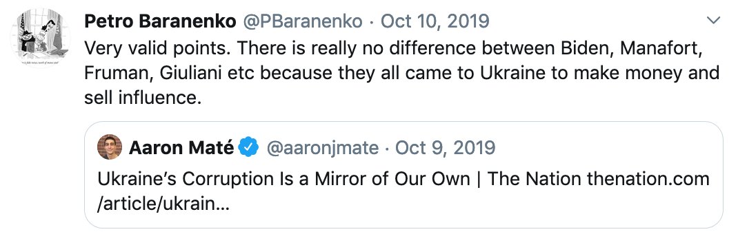 So Manafort's buddy, "Russian intelligence officer" Konstantin Kilimnik, tweets under the pseudonym @/PBaranenko ... interesting, interesting, let's see who/what he's tweeting... ah, hmm, surprising. https://www.usatoday.com/story/news/politics/2020/08/18/senate-details-paul-manafort-ties-russian-intel-officer-kilimnik/3390437001/
