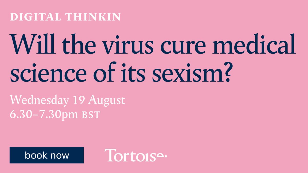 tortoise's tweet photo. Sexism might be hindering medical research.

What would it take to make sex-disaggregated data compulsory in medical research? Join us tomorrow for this #TortoiseThinkIn: https://t.co/vSBTSSZicr https://t.co/EQNuojzxW4