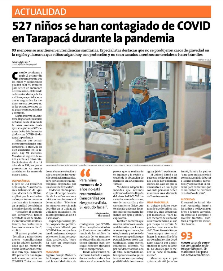 colmediquique's tweet photo. El jefe de la UCI Pediátrica hospital #Iquique Dr Luis Blohm conversó con @laestrellaiqq sobre el permiso especial 👧🏼👦🏼 y los cuidados que deben tener los padres con sus hijos antes, durante y después de una salida.
Revisa nuestras recomendaciones aquí👉🏼📱 https://t.co/03yW8wP23h https://t.co/flGUnuIdMW