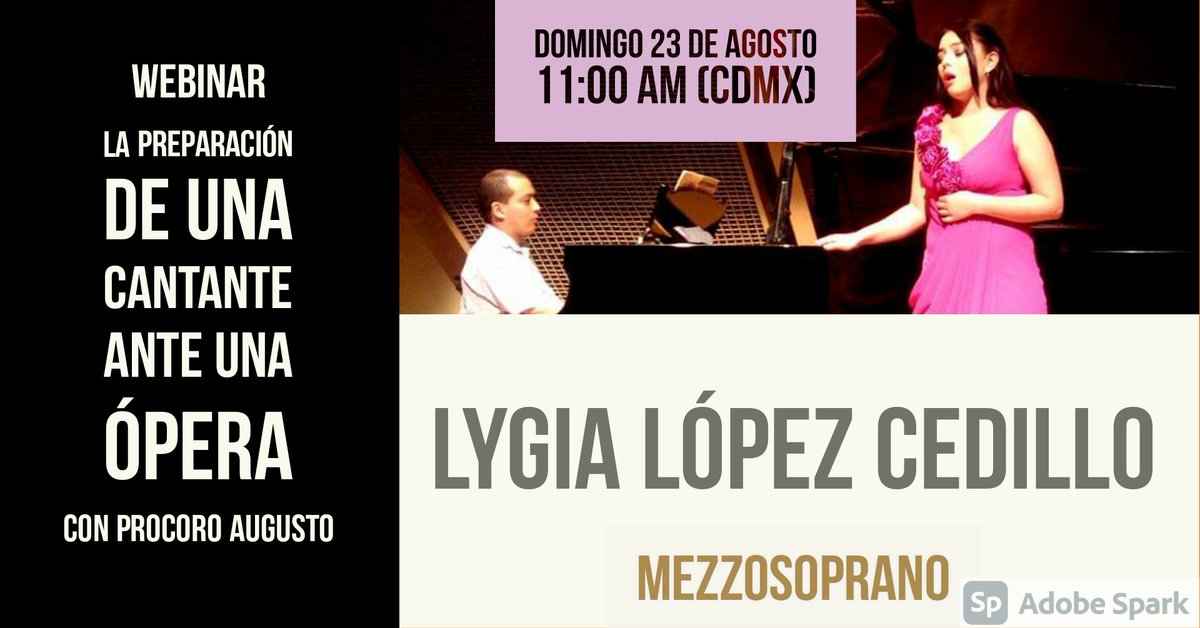 AugustoProcoro's tweet image. Los invito a nuestro próximo webinar el día domingo a las 11:00 am. Contaremos con una invitada especial que nos compartirá sobre el proceso general y particular de una cantante ante una ópera.

¡Los esperamos!