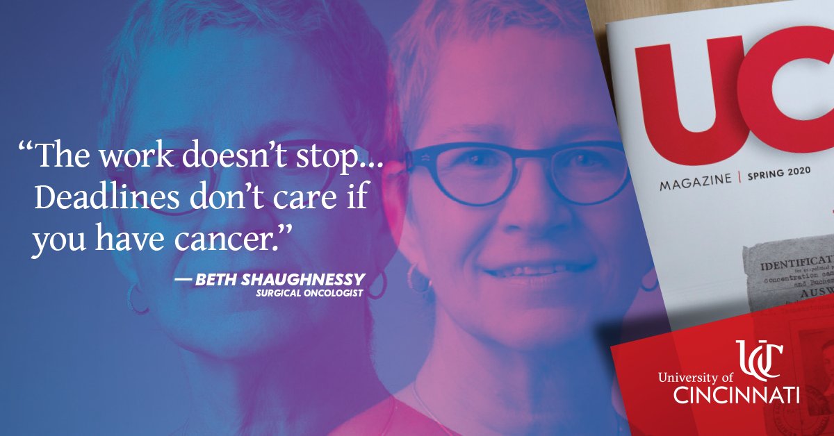 From <a href="/uc_health/">UC Health</a> breast cancer surgeon to breast cancer survivor, UC’s 
<a href="/DrBethS1/">Beth Shaughnessy, MD, PhD, FACS, FSSO</a> learned firsthand what it’s like to overcome cancer, keeping positivity and kindness at the center of her healing. Read the story in <a href="/UofCincymag/">UC Magazine</a>: on.uc.edu/36l6qSj  #cancersurvivor
