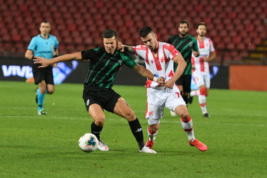 HT Score: @crvenazvezdafk 2 @EuropaFC_Gib 0. Strong half from the greens with two very controversial goals awarded to the Serbian team. Shame to concede after the 45th min. #CZVEUR