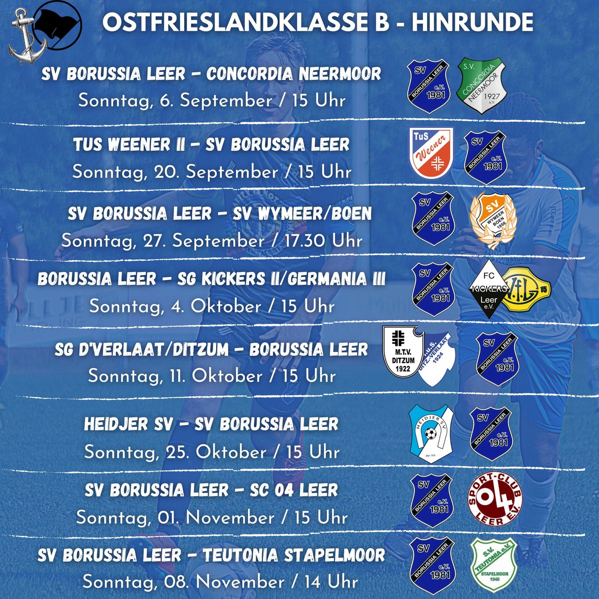 BorussiaLeer's tweet photo. #Lebensplanung
________________________________
SV Borussia Leer
https://t.co/cugrHXoFAh
Ein anderer Fußball ist möglich!
#eafim #FußballSubkultur #lovefootballhateracism #allegemeinsam #aufKurs #ersteHerren
#Ostfrieslandklasse https://t.co/PIPaPwLLgF