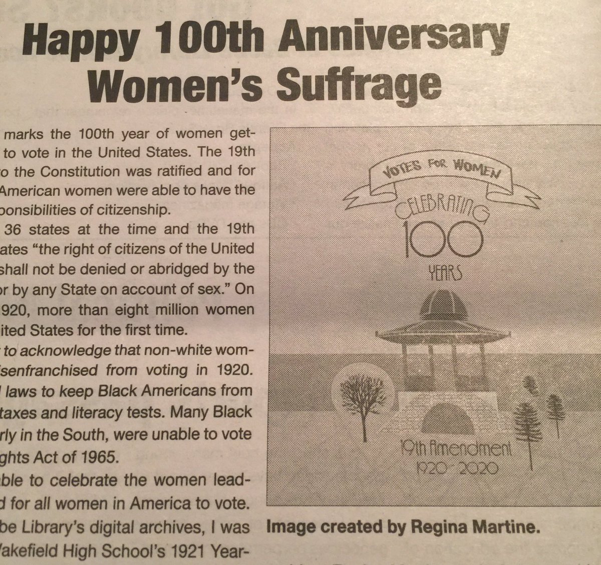 Susan Krevat (@krevatsusan) on Twitter photo #womenssuffrage day is today! Celebrating 100 years of being able to vote which is more important than ever! <a href="/reginamartine/">reginamartine</a> drew this awesome picture! <a href="/WakefieldDaily/">Wakefield Daily Item</a> #allvotescount #womenssuffrage day is today! Celebrating 100 years of being able to vote which is more important than ever! <a href="/reginamartine/">reginamartine</a> drew this awesome picture! <a href="/WakefieldDaily/">Wakefield Daily Item</a> #allvotescount