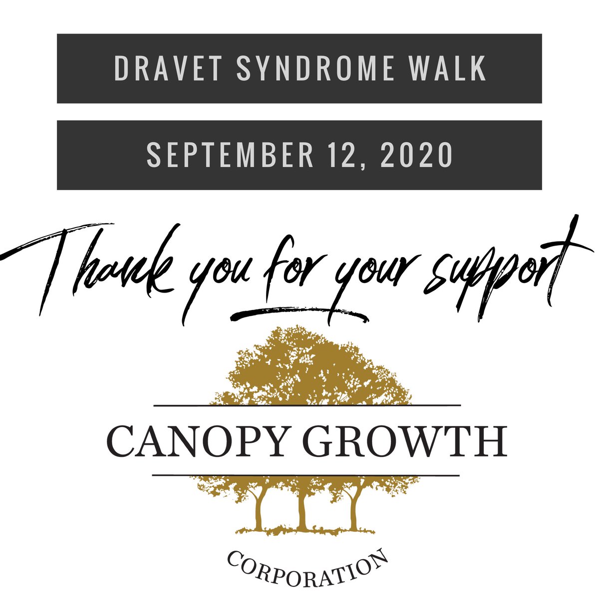 mandymcknight's tweet photo. @CanopyGrowth has been supporting the Dravet Syndrome walk for 7 years! Thank you to @MzBlack &amp; team for your support to find a cure for Dravet! As a volunteer event we rely on the generosity of corporate donors, contact dravetwalk@gmail.com for info 💜 https://t.co/oNYheSRHdr