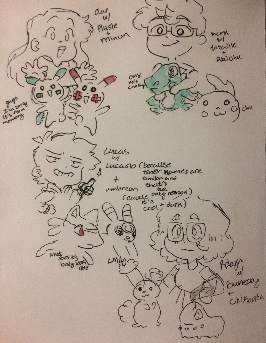 Random oc doodles from my sketch book that I have touched in months. I can't draw pokemon from memory