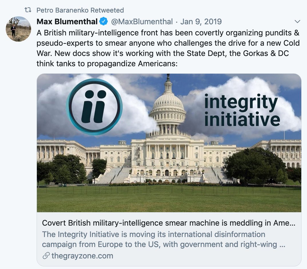 So the Russian intelligence officer who received sensitive polling data from Manafort did share Max Blumenthal and Mark Ames's reckless conspiracy theory article about me and  @emmibevensee, along with White Helmets conspiracy theories and general Russiagate denial.