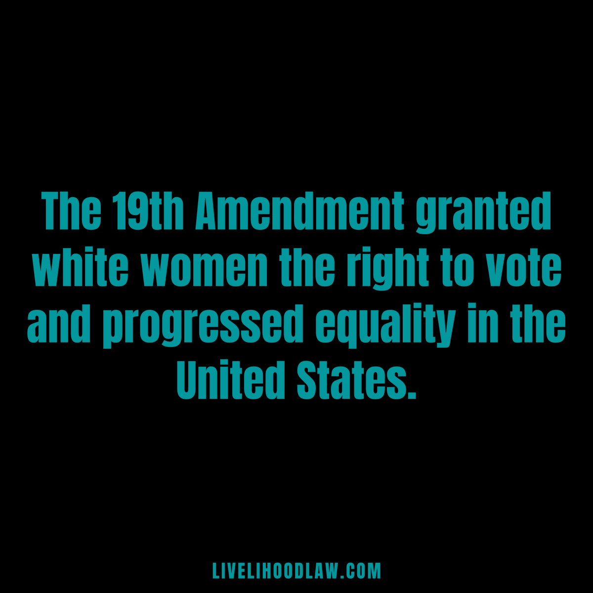 LivelihoodLaw's tweet photo. 100 years ago today, the 19th Amendment was ratified and white women were granted the right to vote by law. This was a huge step in women’s rights.
#intersectionalequality #genderequality #womensuffrage https://t.co/kDXKx4O9Hs