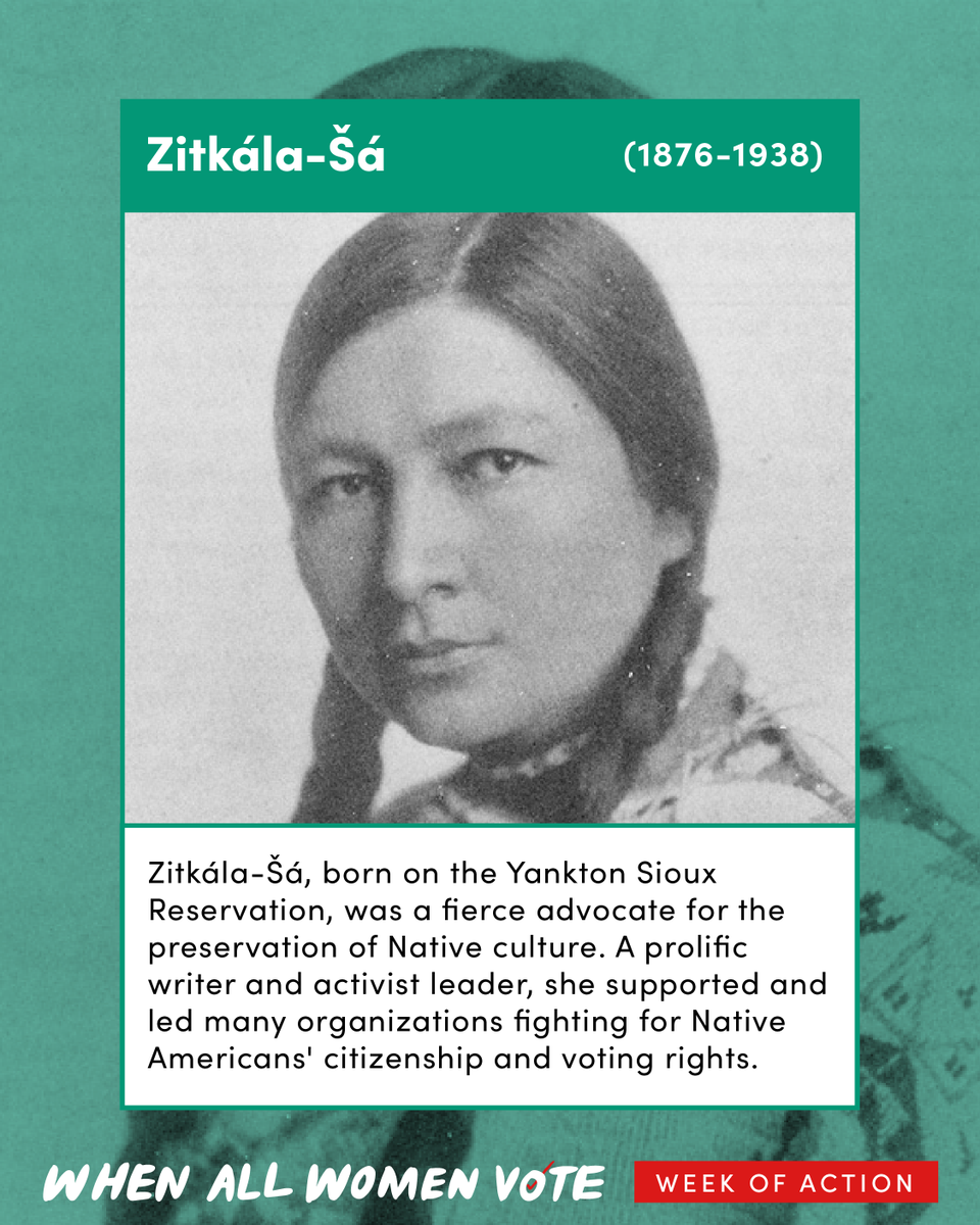 Zitkála-Šá (1876-1938), born on the Yankton Sioux Reservation, was a fierce advocate for the preservation of Native culture. A prolific writer and activist leader, she supported and led many organizations fighting for Native Americans' citizenship and voting rights.
