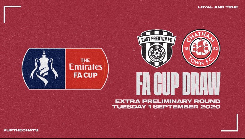 We have been drawn away against @EastPrestonFC in the FA Cup Extra Preliminary Round🏆 Tie to be held on Tuesday 1st September #UpTheChats 🔴⚫️🔴