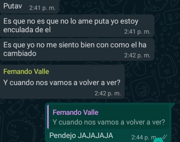 JAJAJAJAJA ella en lo mejor de contar su tristeza
Y  Fernando siendo Fernando 😂
