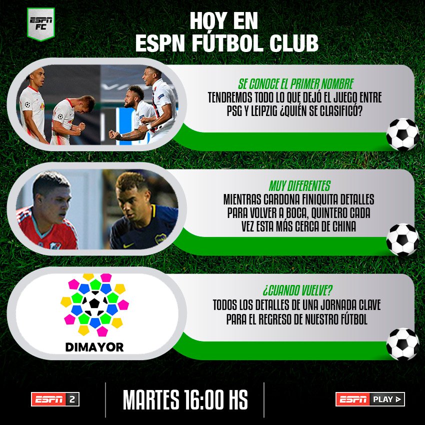 🕑 ¡Listoooos! Ya venimos con #ESPNFColombia: los goles, las noticias fresquitas y el análisis. 

🖥 ESPN 2