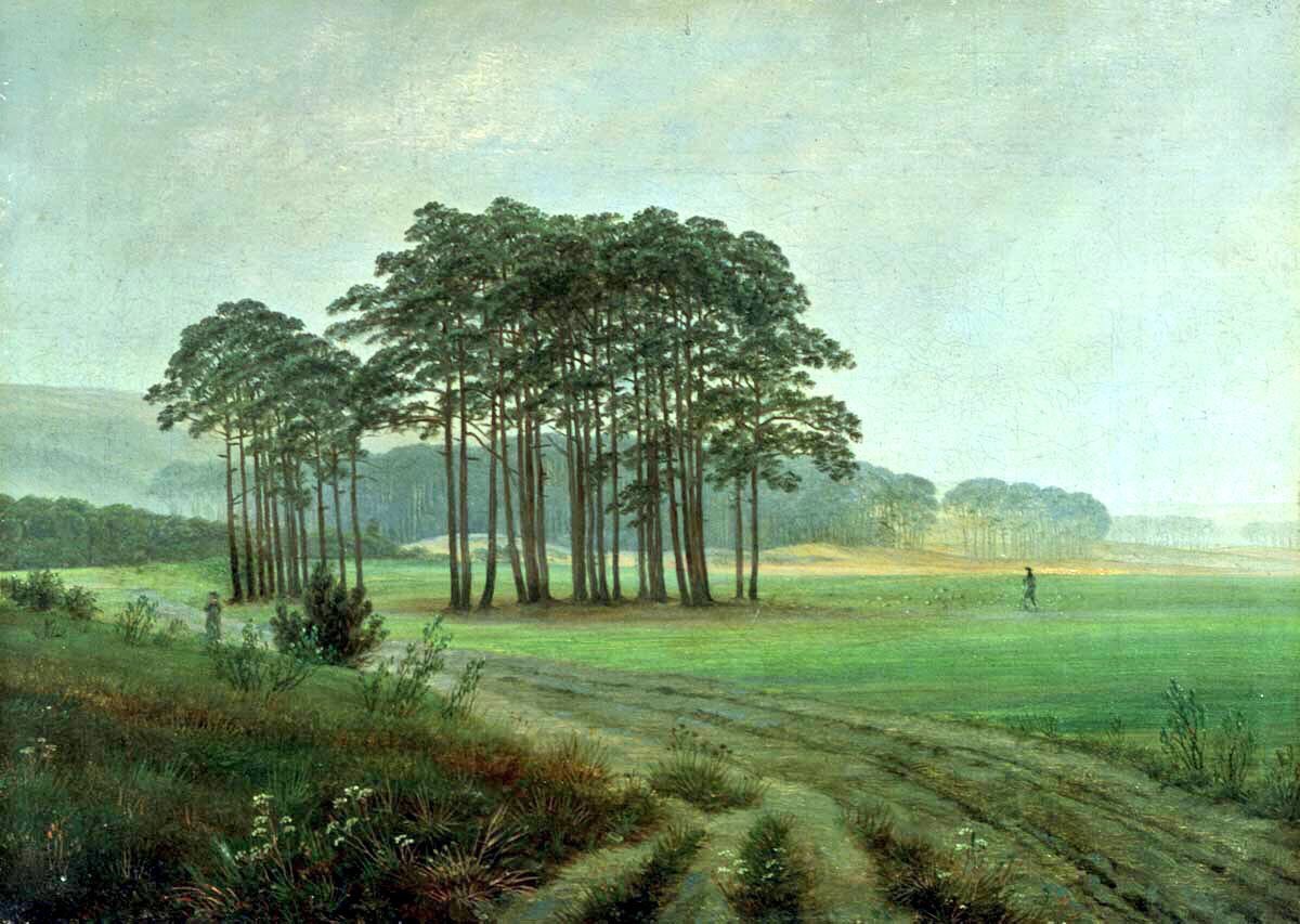 The artist created astonishing works of daring lighting including Two Men Contemplating the Moon (1819-20), Drifting Clouds (1820) & the serene Midday (1820-5). He seeks to contrast the immensity of the natural world with humanity.