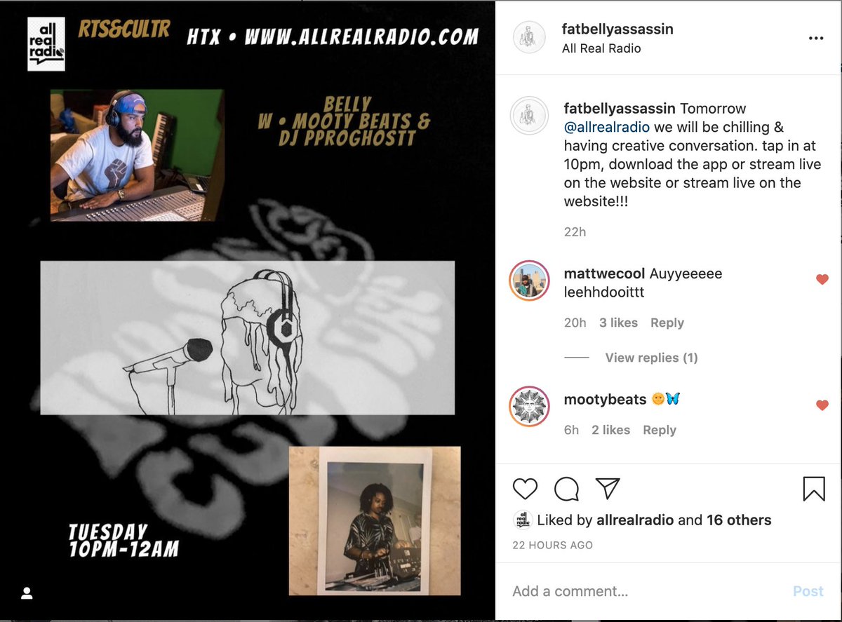 _RootsnCulture's tweet photo. Tap in tonight via @AllRealradio w | Pro Ghost & @mattwecool #mootybeats #rootsnculture #thirdward #allrealradio https://t.co/PkjlO7l5Ch