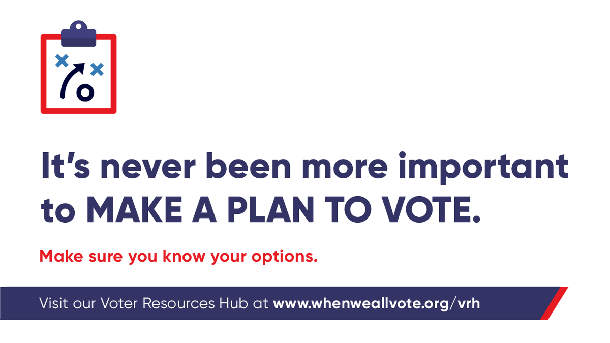 URGENT We can’t let up and get distracted. Confusion is a key tactic of voter suppression. We can fight back by making a plan to vote right now and helping our friends and family do the same. Let’s go: