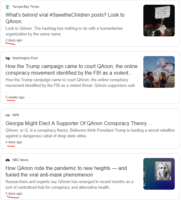 And maybe followers of QAnon are "crazy and dangerous" to suggest the media is coordinating against Q?I guess that is kind of crazy to suggest such a conspiracy, right?These were pulled on Friday, just after they started their LATEST smear campaign against Q.