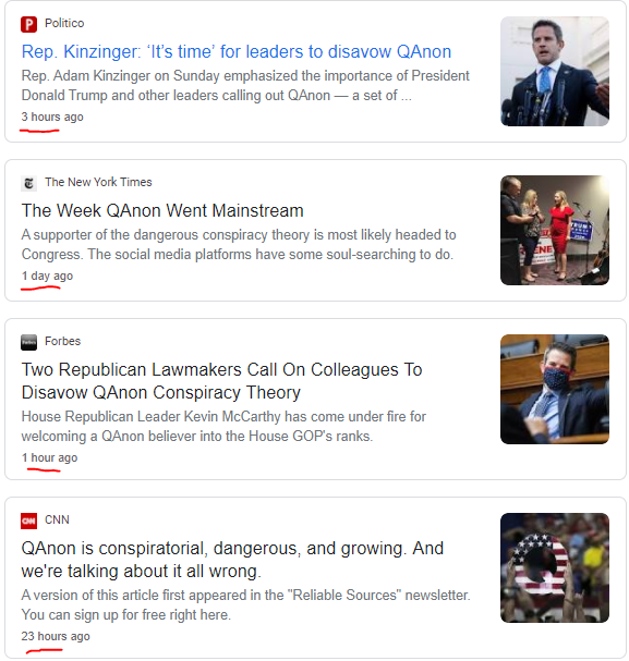 And maybe followers of QAnon are "crazy and dangerous" to suggest the media is coordinating against Q?I guess that is kind of crazy to suggest such a conspiracy, right?These were pulled on Friday, just after they started their LATEST smear campaign against Q.