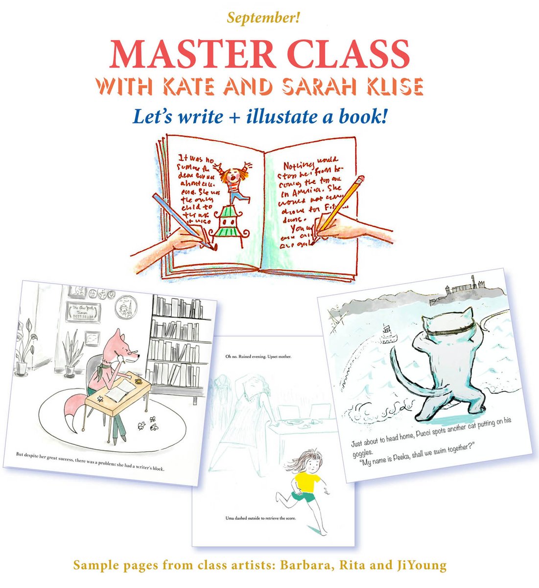 What're you doing in September? Why not write and illustrate a book with us? kateandsarahklise.com/master-classes…