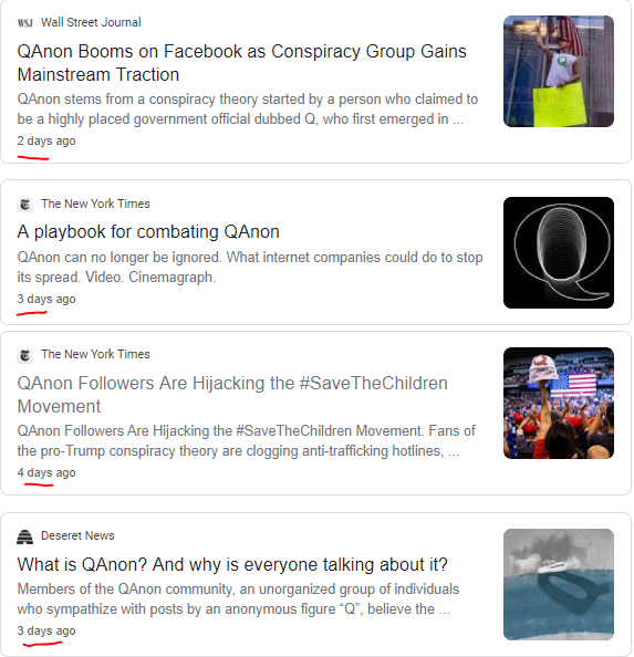 And maybe followers of QAnon are "crazy and dangerous" to suggest the media is coordinating against Q?I guess that is kind of crazy to suggest such a conspiracy, right?These were pulled on Friday, just after they started their LATEST smear campaign against Q.